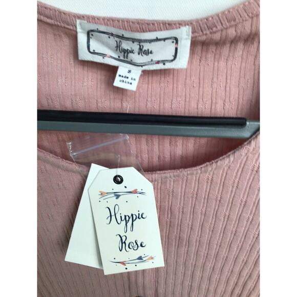 NWT Hippie Rose Ribbed Cropped Long Sleeve Top Size S – Sweet Rose Pink - Picture 6 of 7